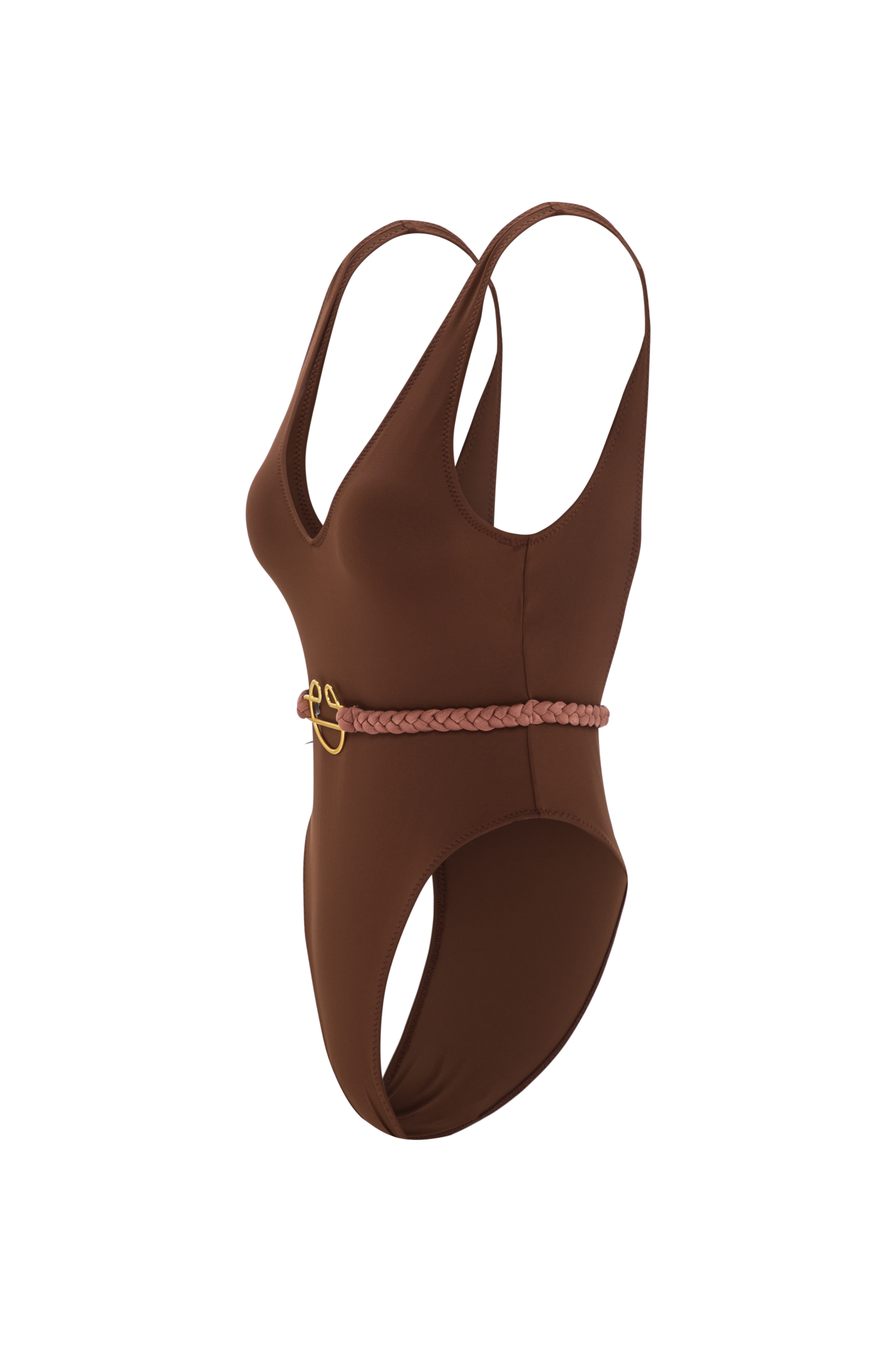Plunging neckline designer swimsuit for empowered femininity