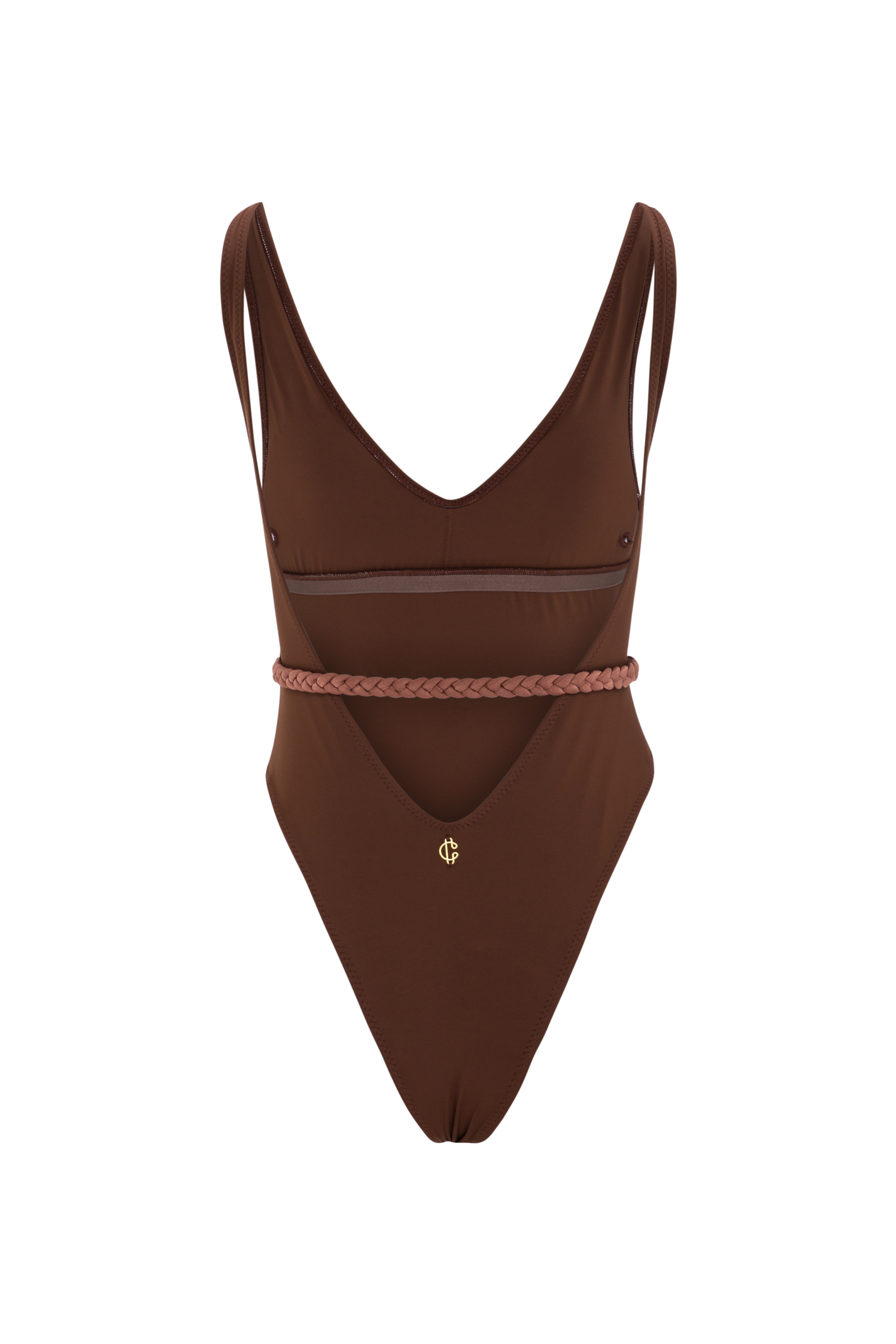 High waist luxury swimsuit with signature CC belt accent